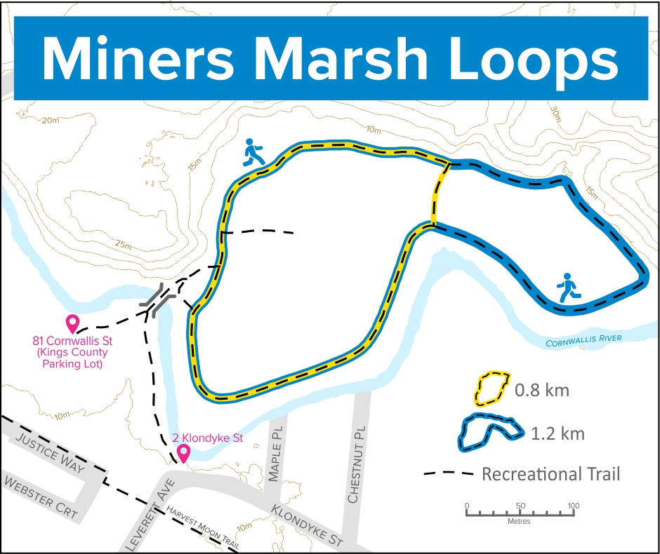 A trail map of Miner's Marsh