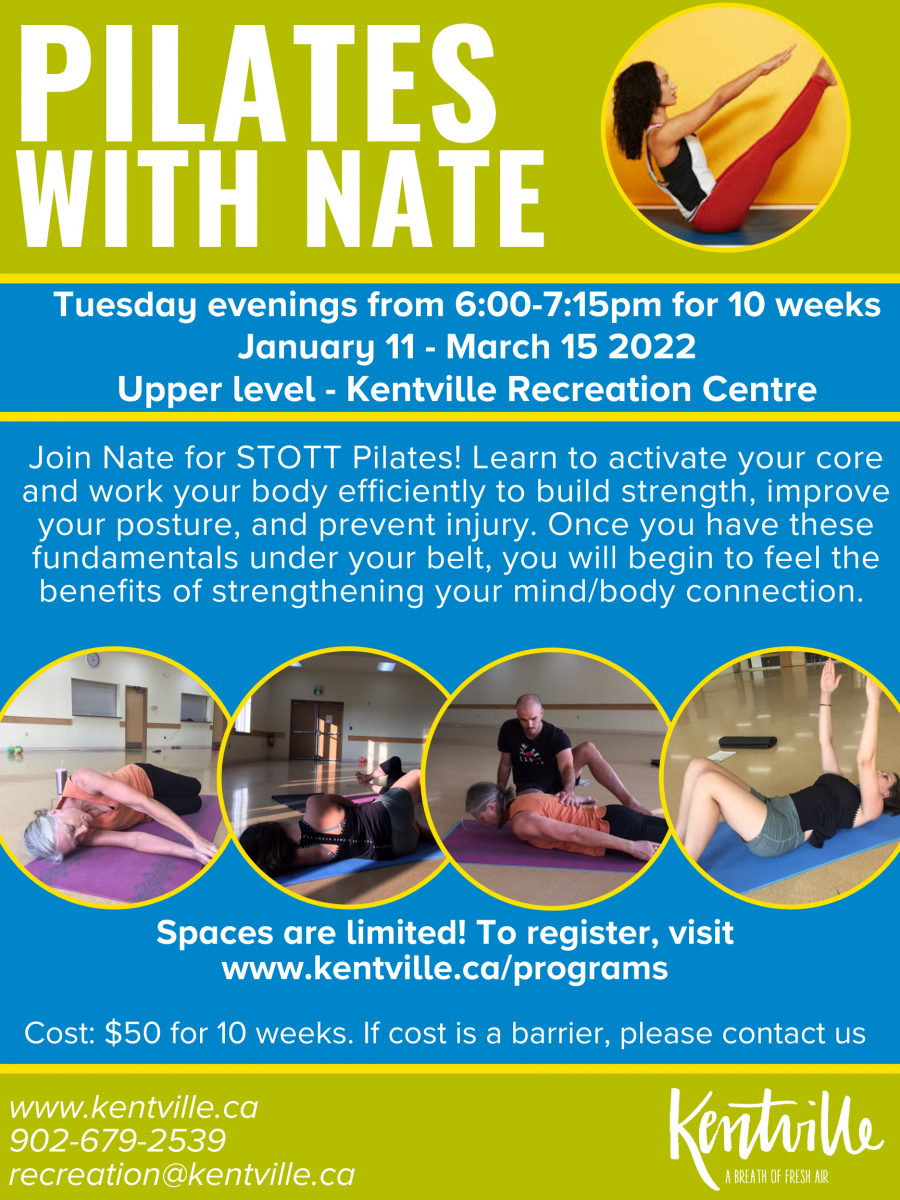 poster outlining the newest pilates sessions for 2022