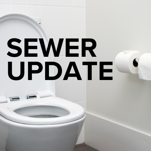 Toilet and toilet paper with Sewer Update words