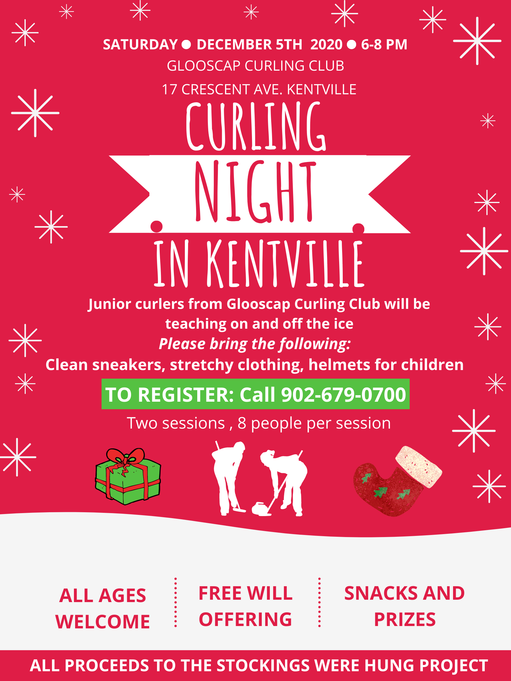 Stockings were hung curling event poster