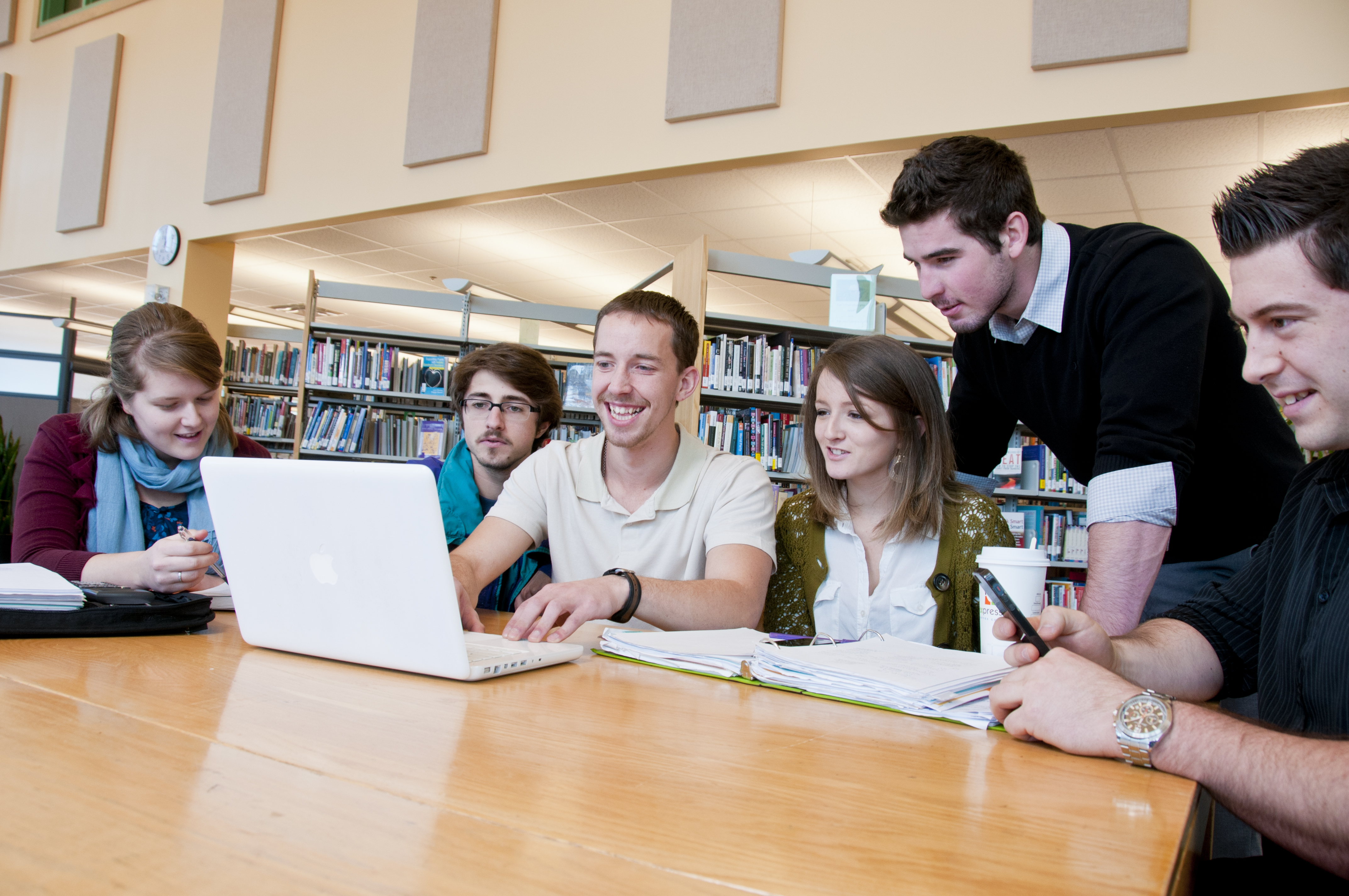 College students studying together