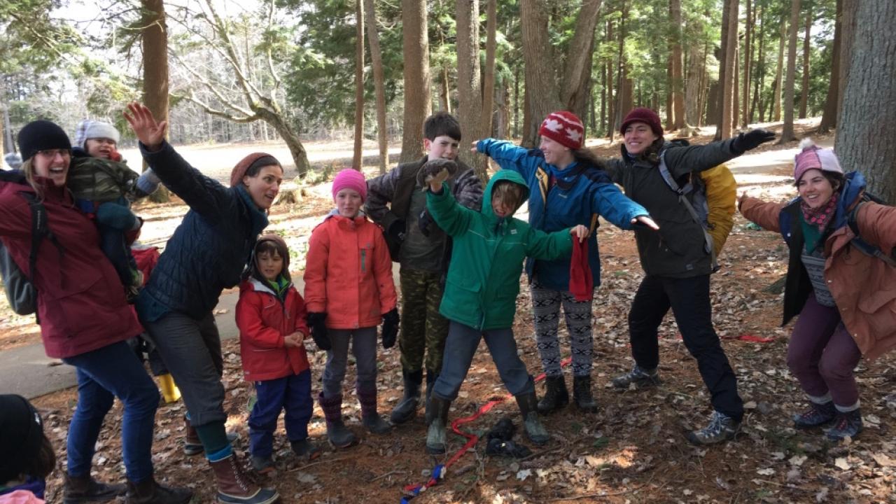 Kids playing in the forest