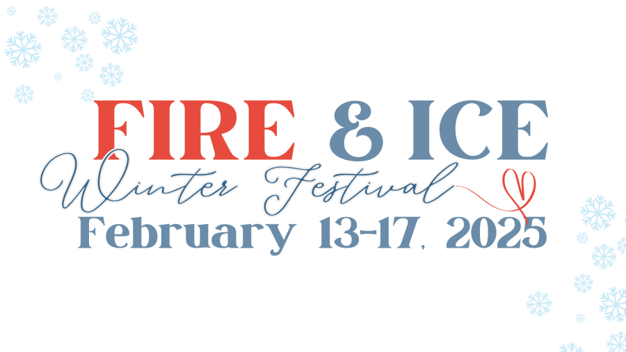 Logo in red and gray says Fire and Ice Festival