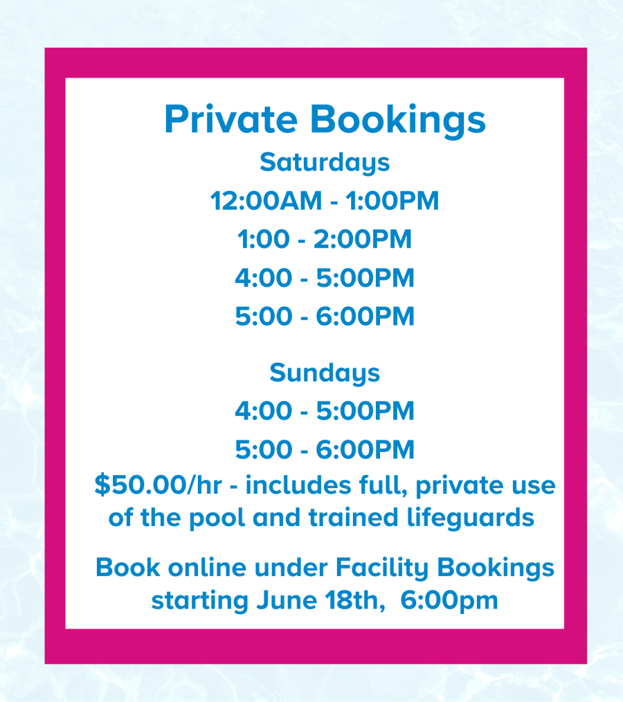 Pool Bookings 2025
