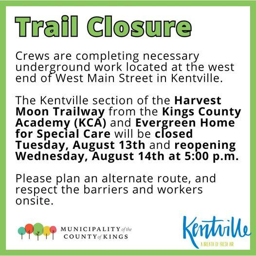Trail Closure Aug 13/24