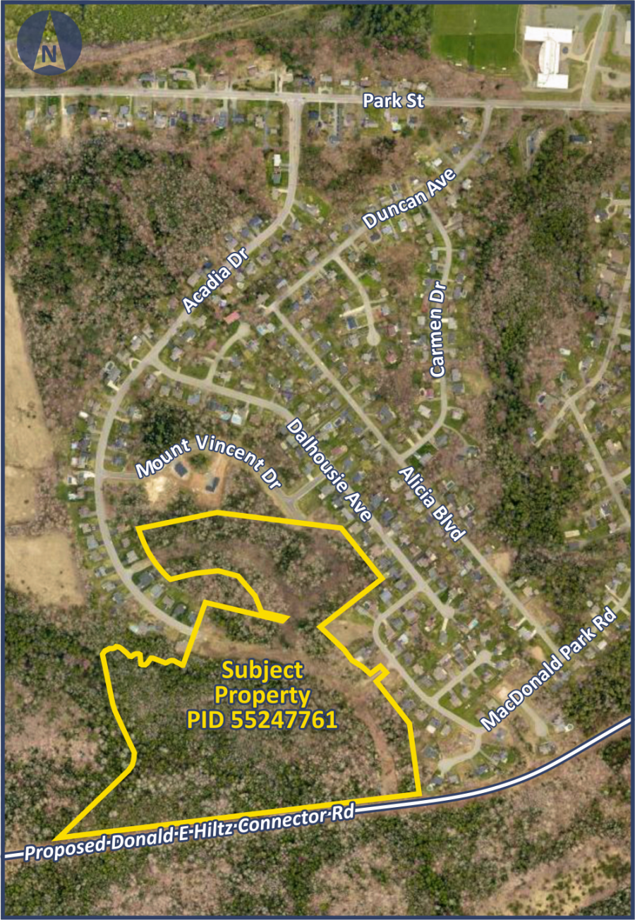 Map showing the location of the property under consideration for rezoning. 