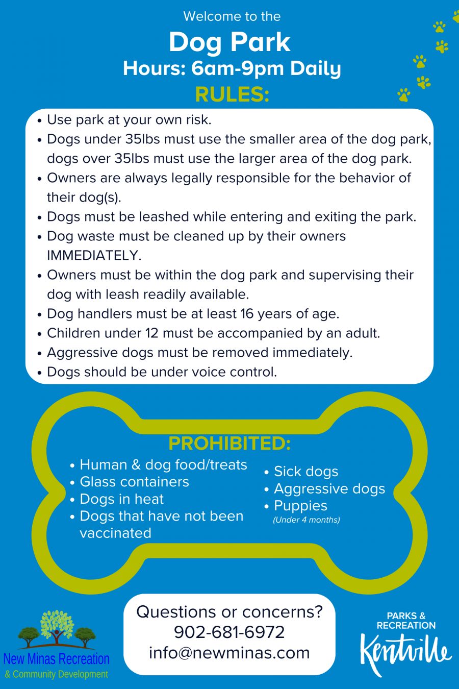 A list of rules for using the dog park