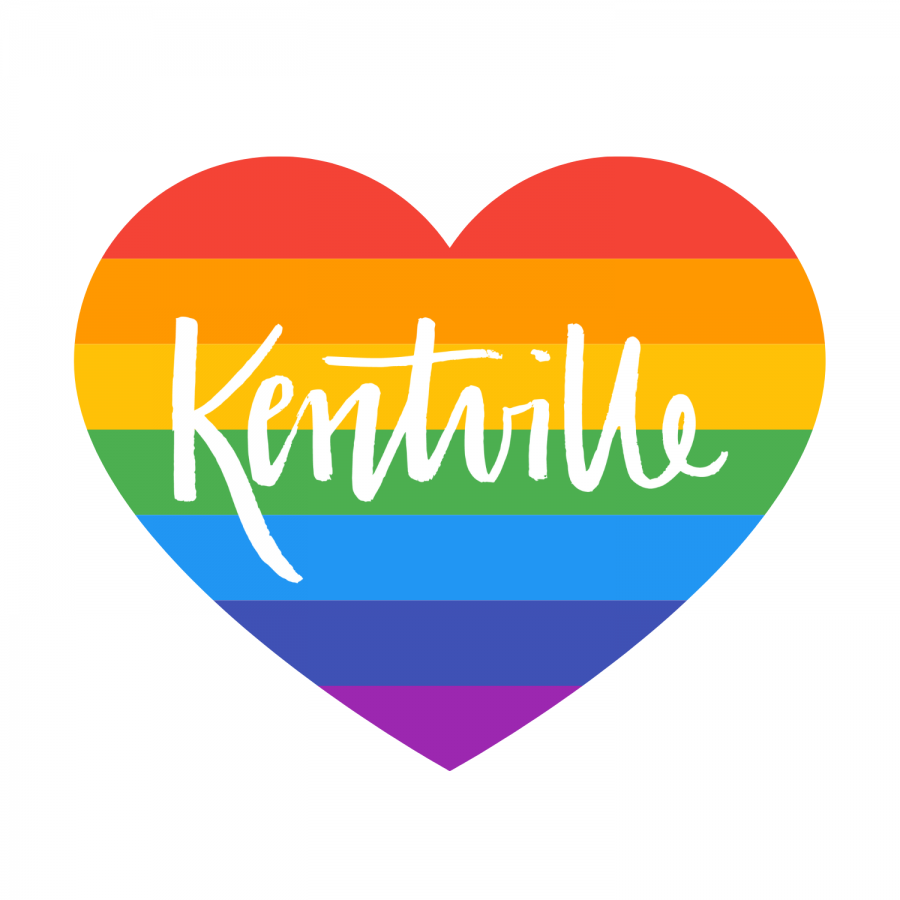 Kentville logo with pride rainbow heart