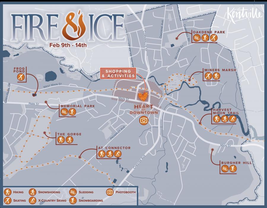 map showing event locations for fire and ice 2023