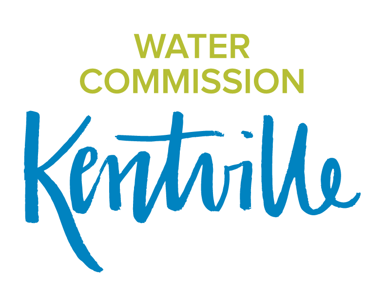 The Kentville Water Commission Logo says Kentville water commission in green and blue letters