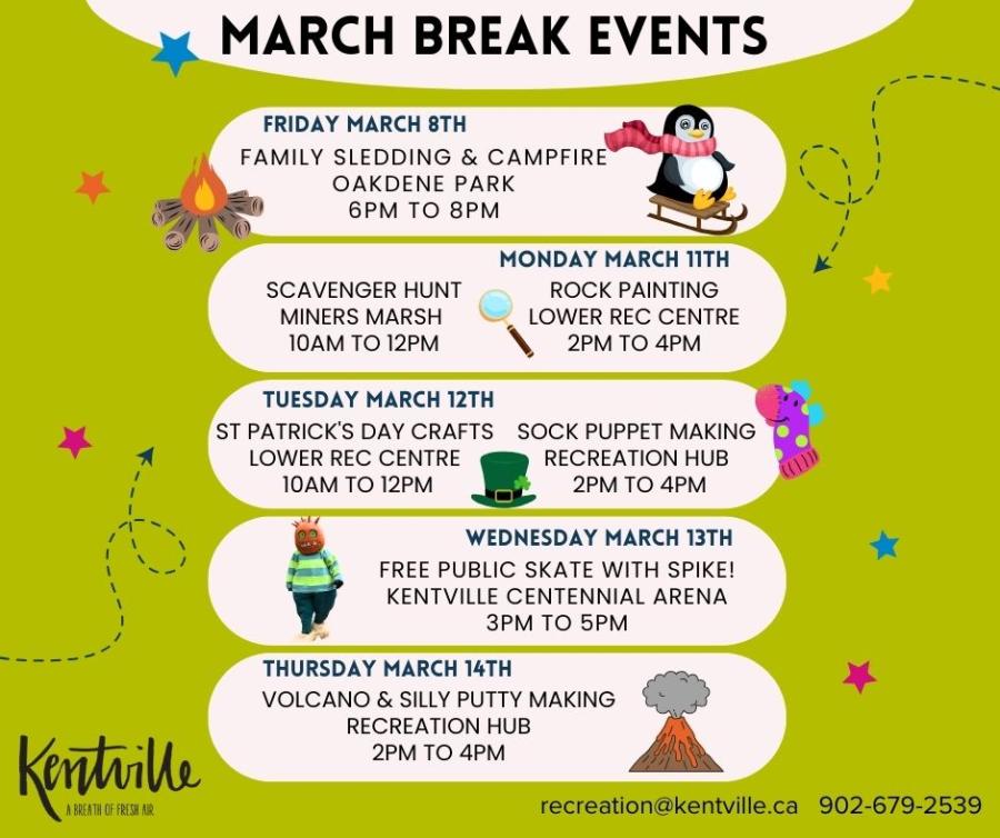 March Break Activity Schedule