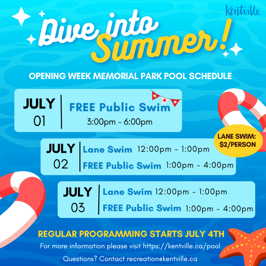 Memorial Park Pool Opening Week Schedule