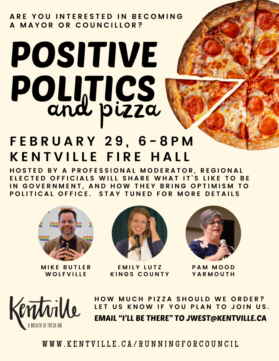 Positive Politics and Pizza poster with panelist photos and bios