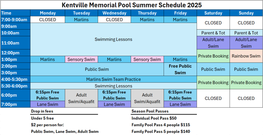 Pool Schedule 2025