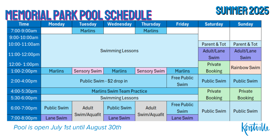 Memorial Pool Schedule 2025