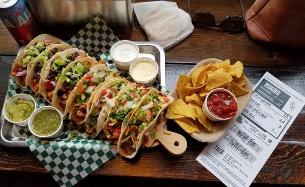 TACOcentric paddle of 8 tacos