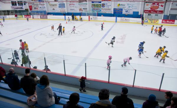 Kentville Arena, children playing hockey