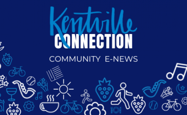 An image card with the title "kentville connecion" is blue with graphic images in white